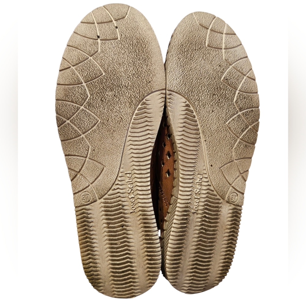 Josef Seibel Sophie Brown Leather Cut Out Laced Espadrilles women's 7.5 - Picture 6 of 10